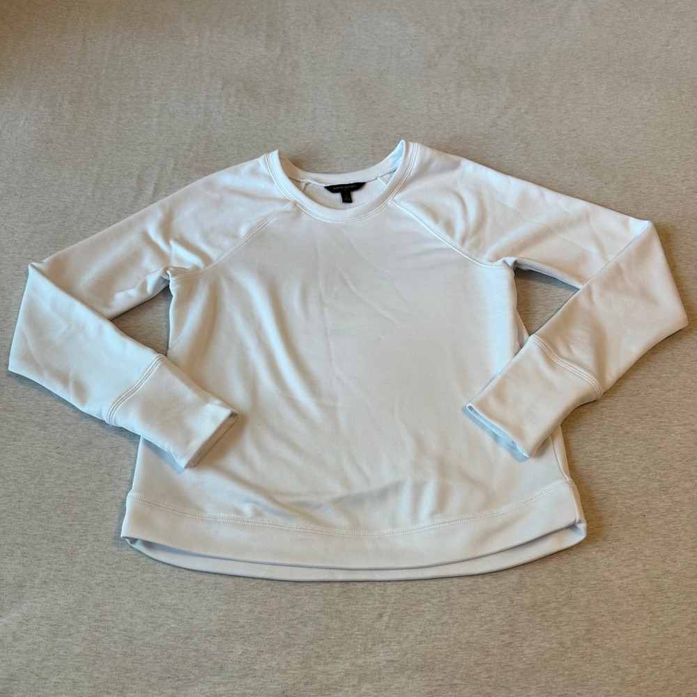 Banana‎ Republic Womens White Raglan Sweatshirt Thumbhole Cuffs Small RN 54023